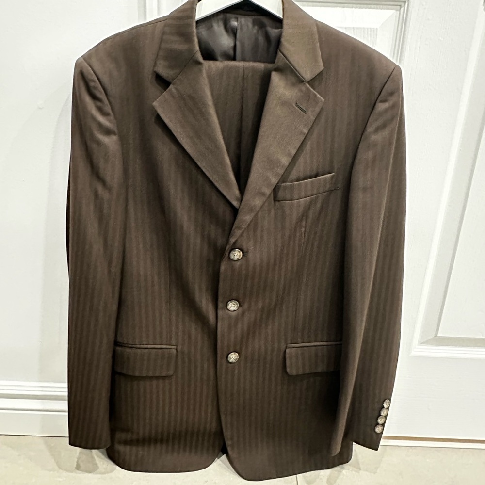 Brown Pinstripe Suit Jacket